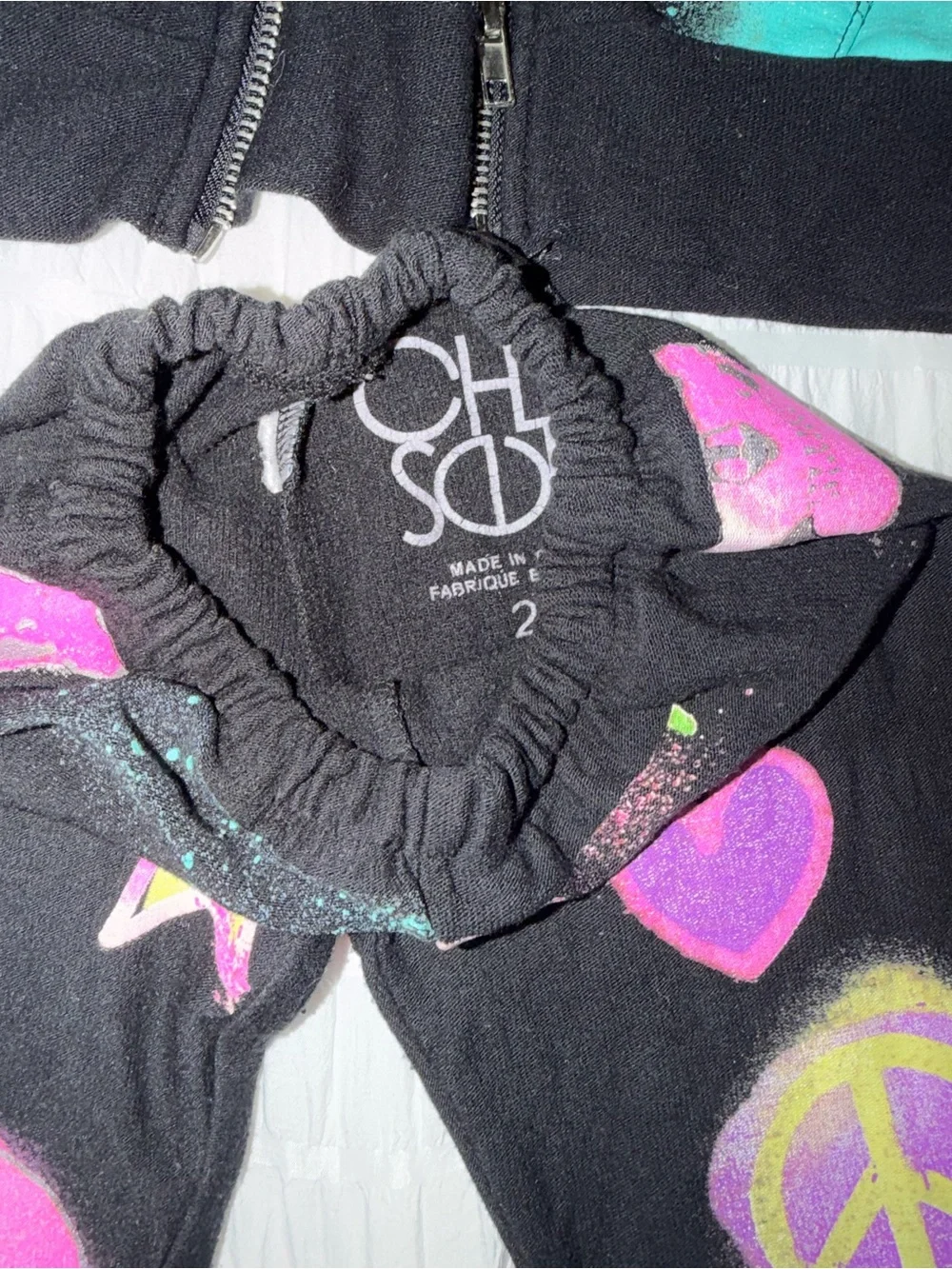 Chaser Black Hoodie & Joggers Set with Neon Pink, Green & Teal Prints